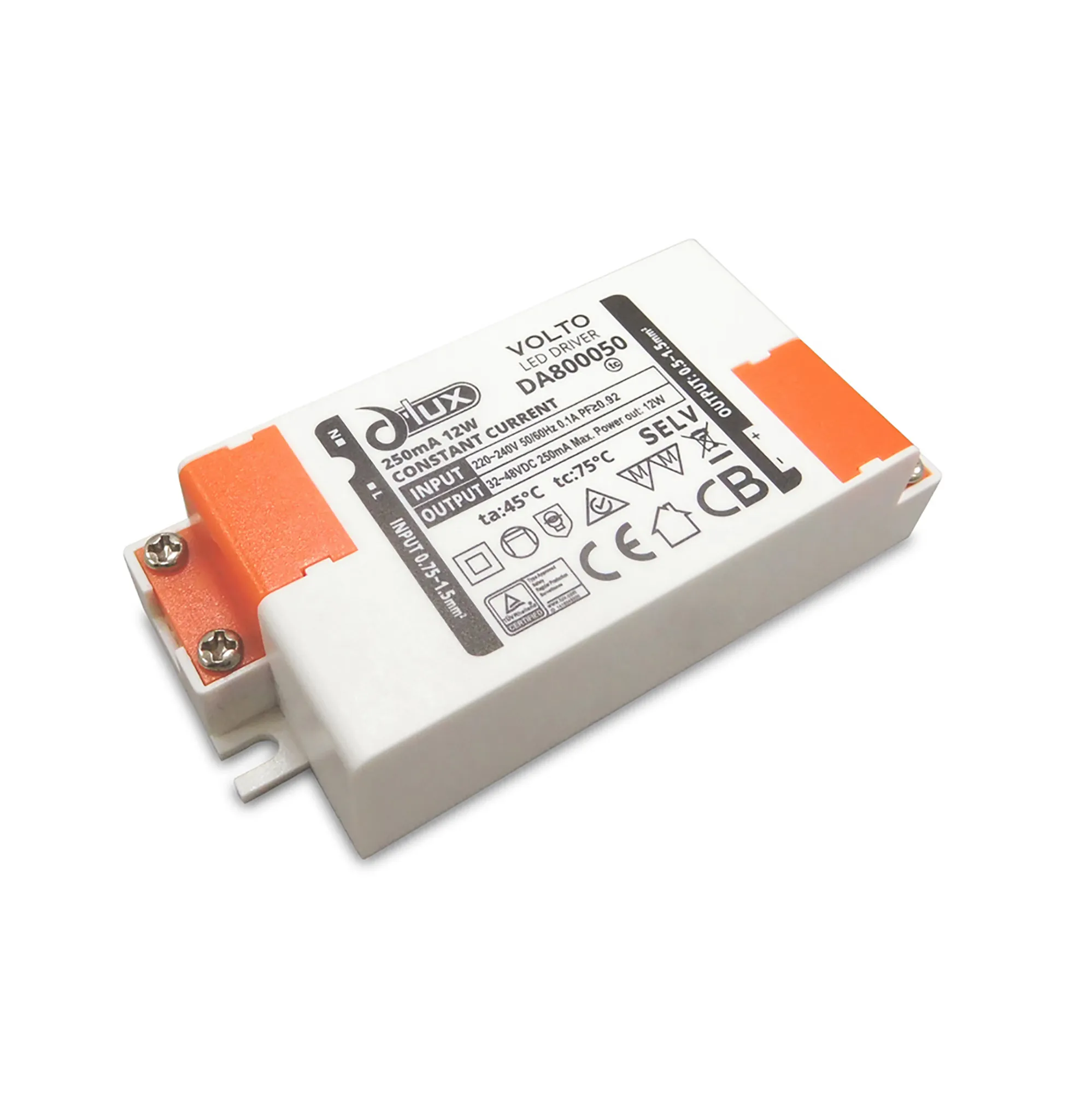 DA800050  Volto; 12W Constant Current 250mA Non-Dimmable LED Driver 32-48V